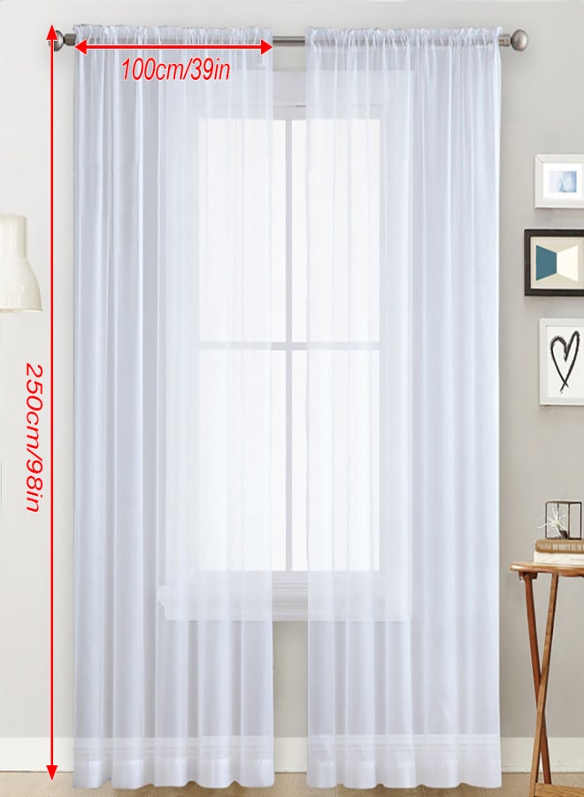 Sheer Curtains Living Room Rod Pocket Window Curtain Panels Bedroom Semi Sheer Voile Curtains White (39''Wx98''L,2 Panels) - Image 2